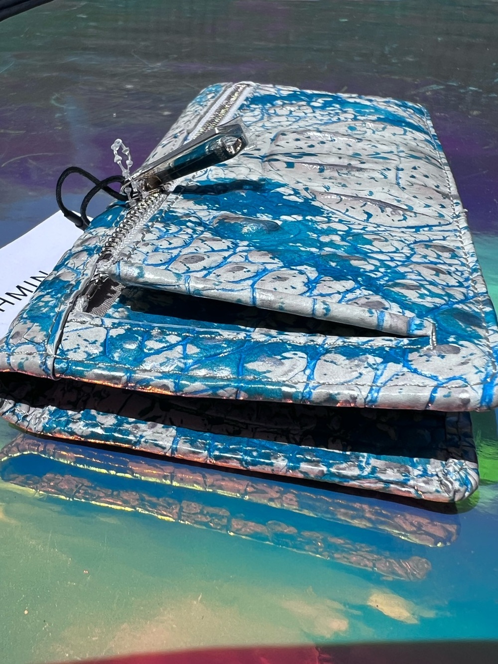 NWT Brahmin Ady Teal & White Leather Wallet in Mesmerized Melbourne - Picture 3 of 12